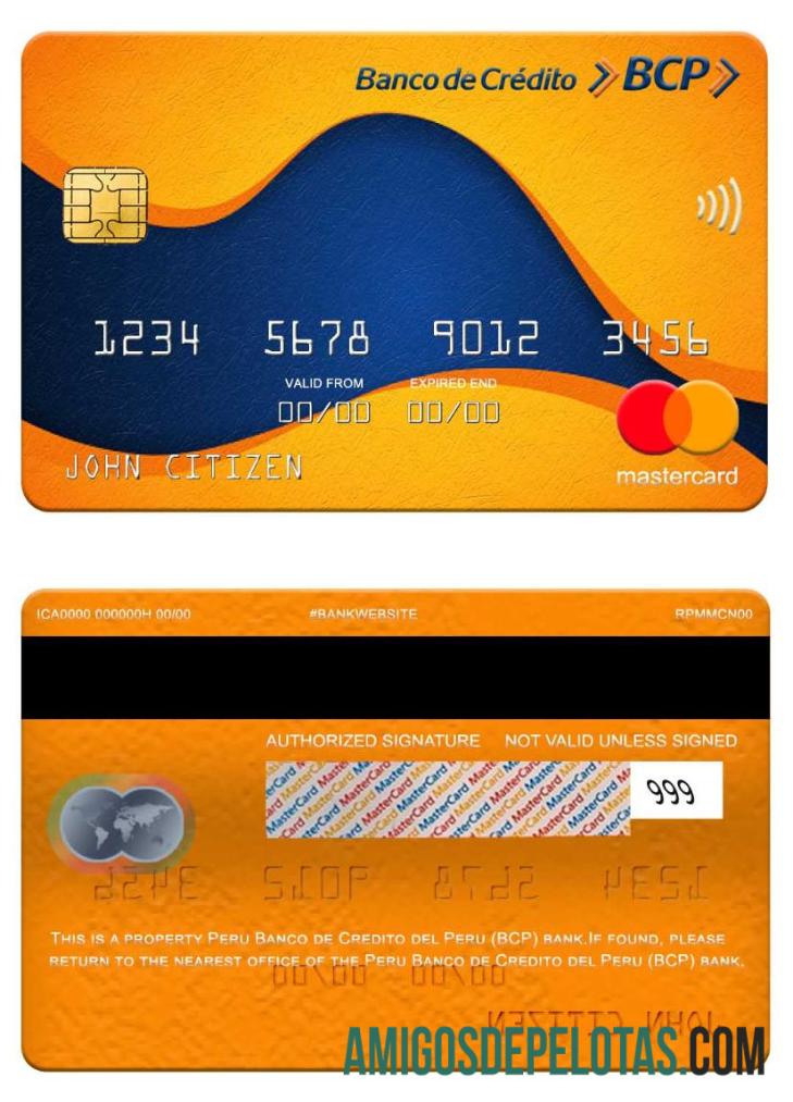Peru Banco De Credito Del Peru (BCP) Bank Mastercard sample